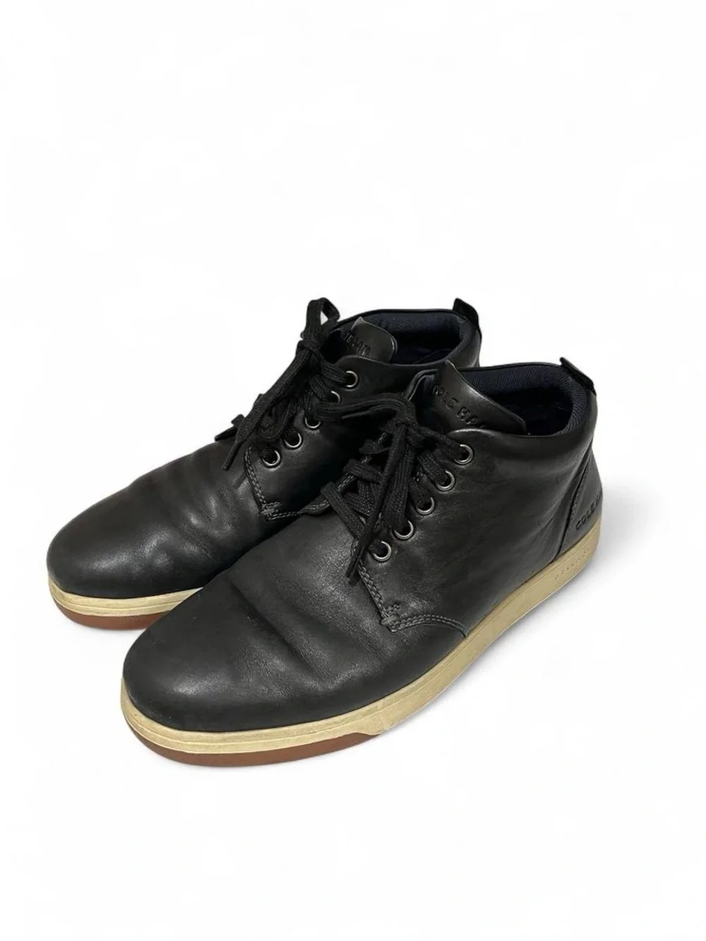 Cole Haan Preppy Minimalist Casual Black Leather Lace Up Men’s 8.5 Boots EUC
